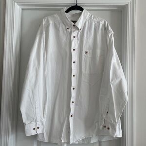 Ariat White Shirt with Brown Label